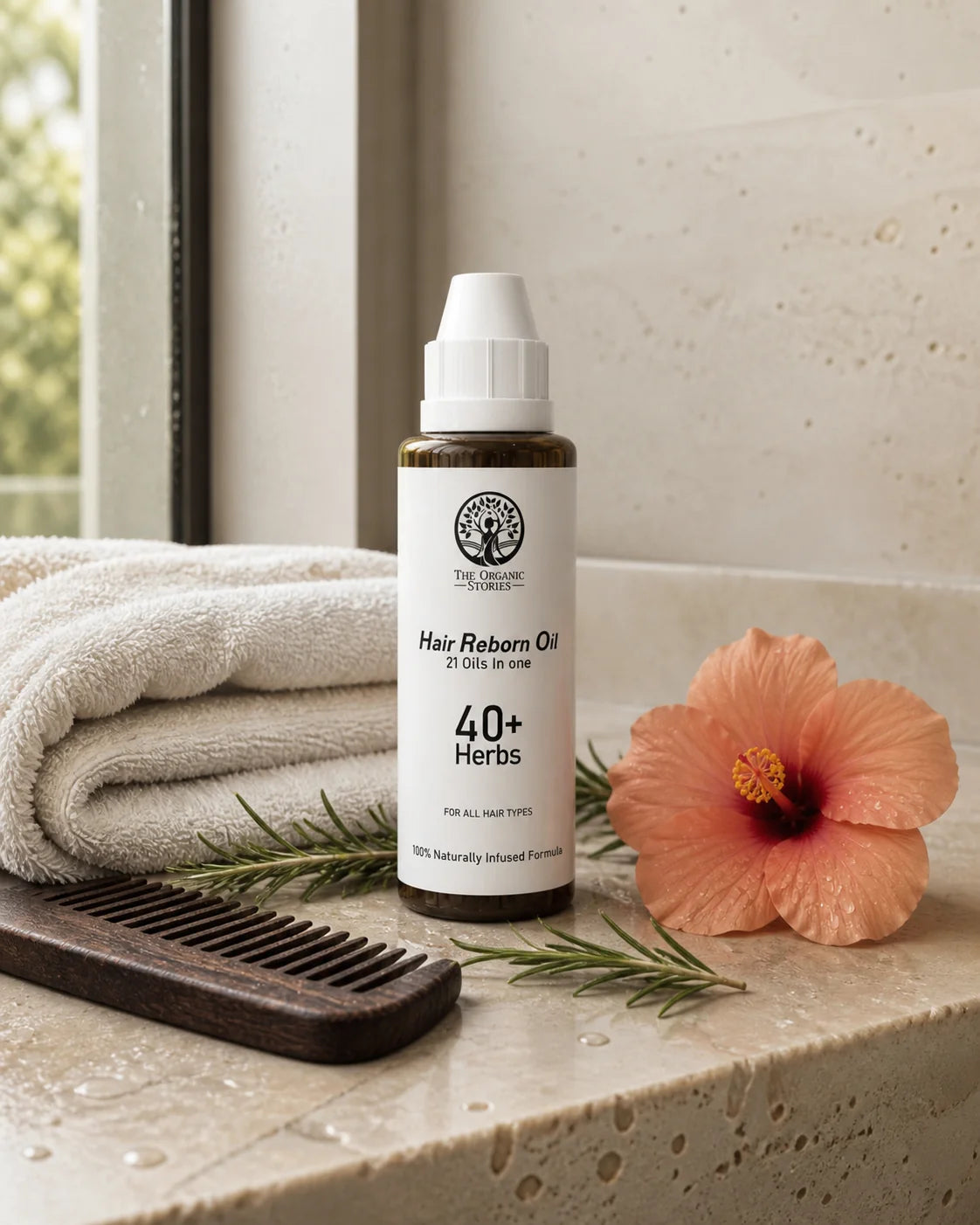 A quiet self-care hair ritual setting