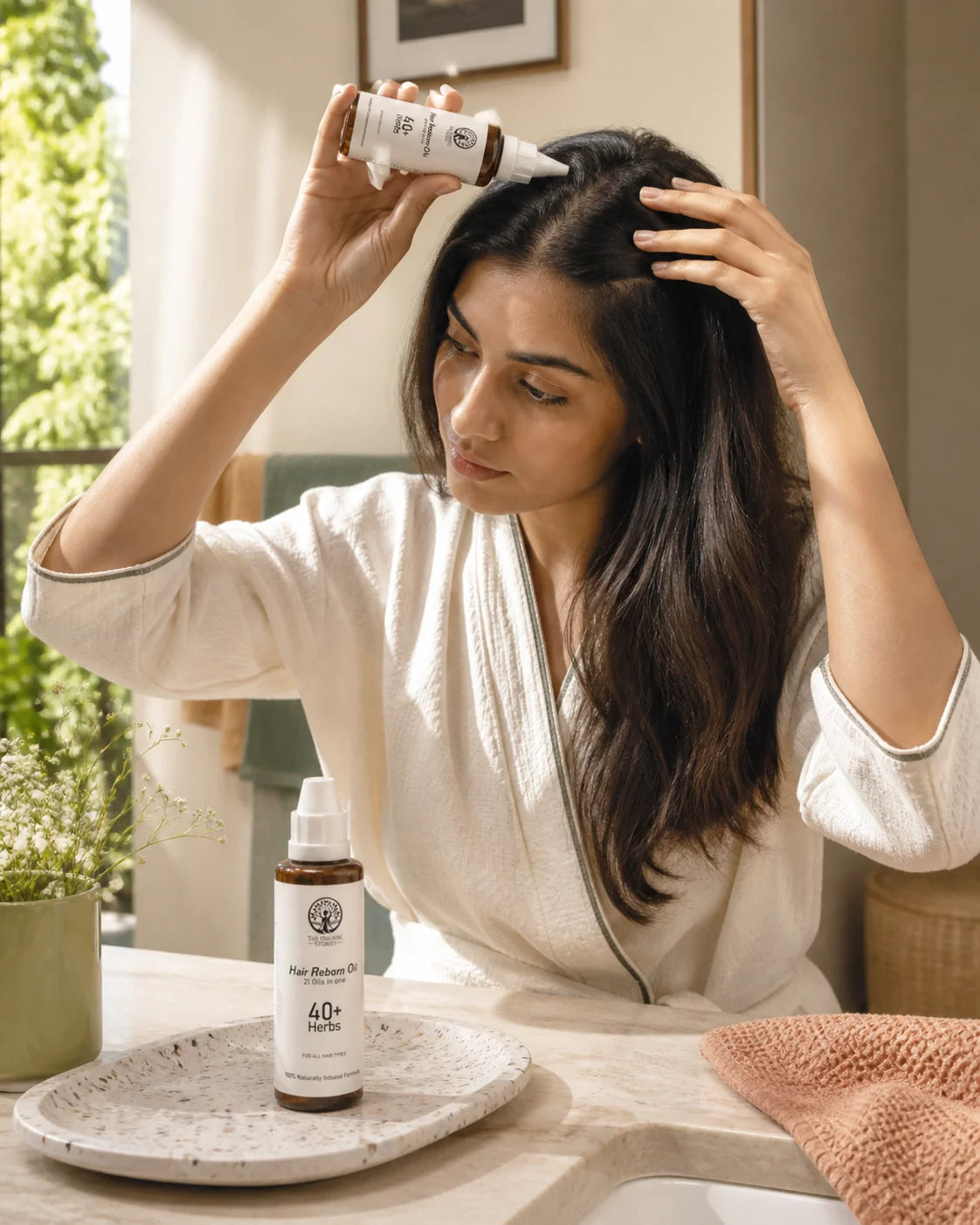 Applying oil to the scalp
